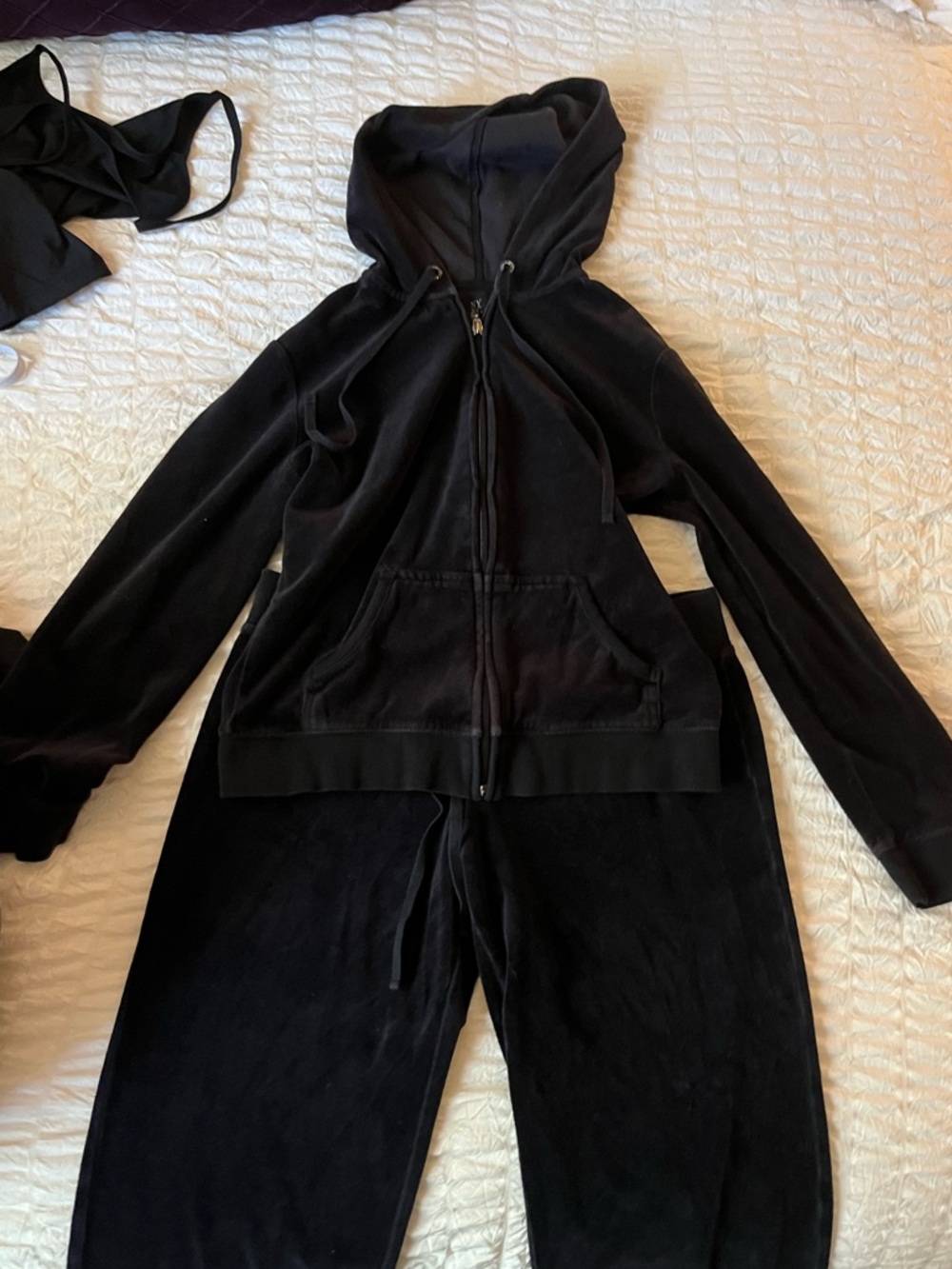 New York and Company Y2K Black Velour Tracksuit Set